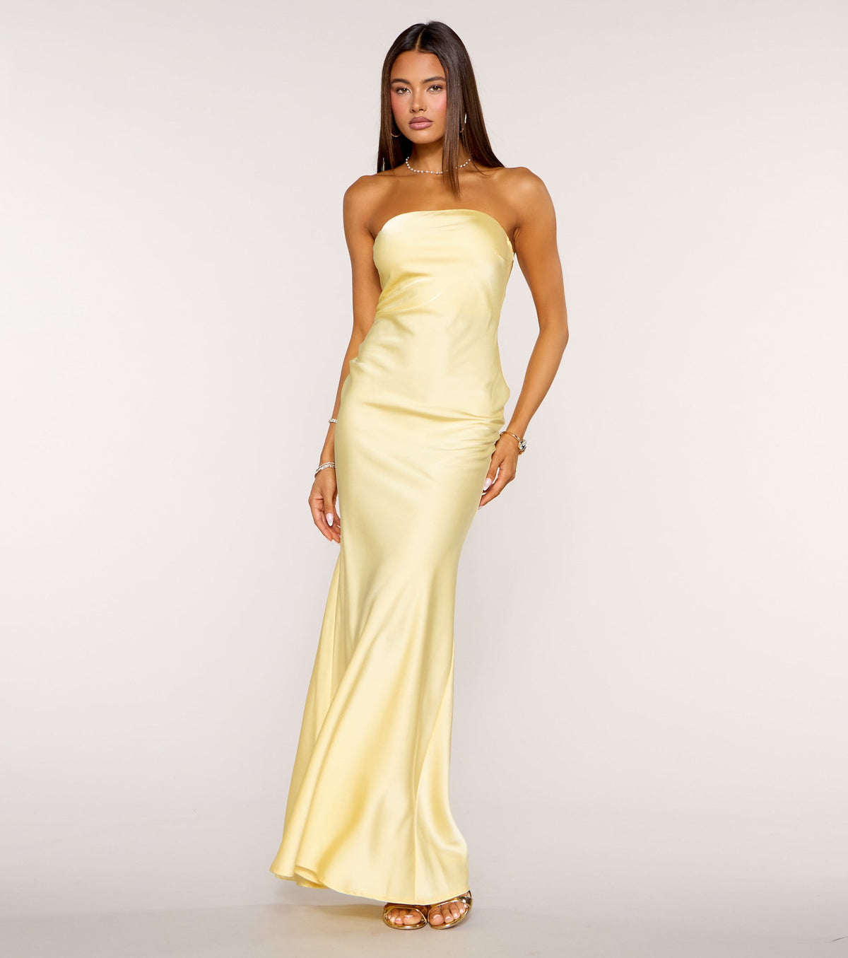 Felicity Satin Dress With Sheer Shawl