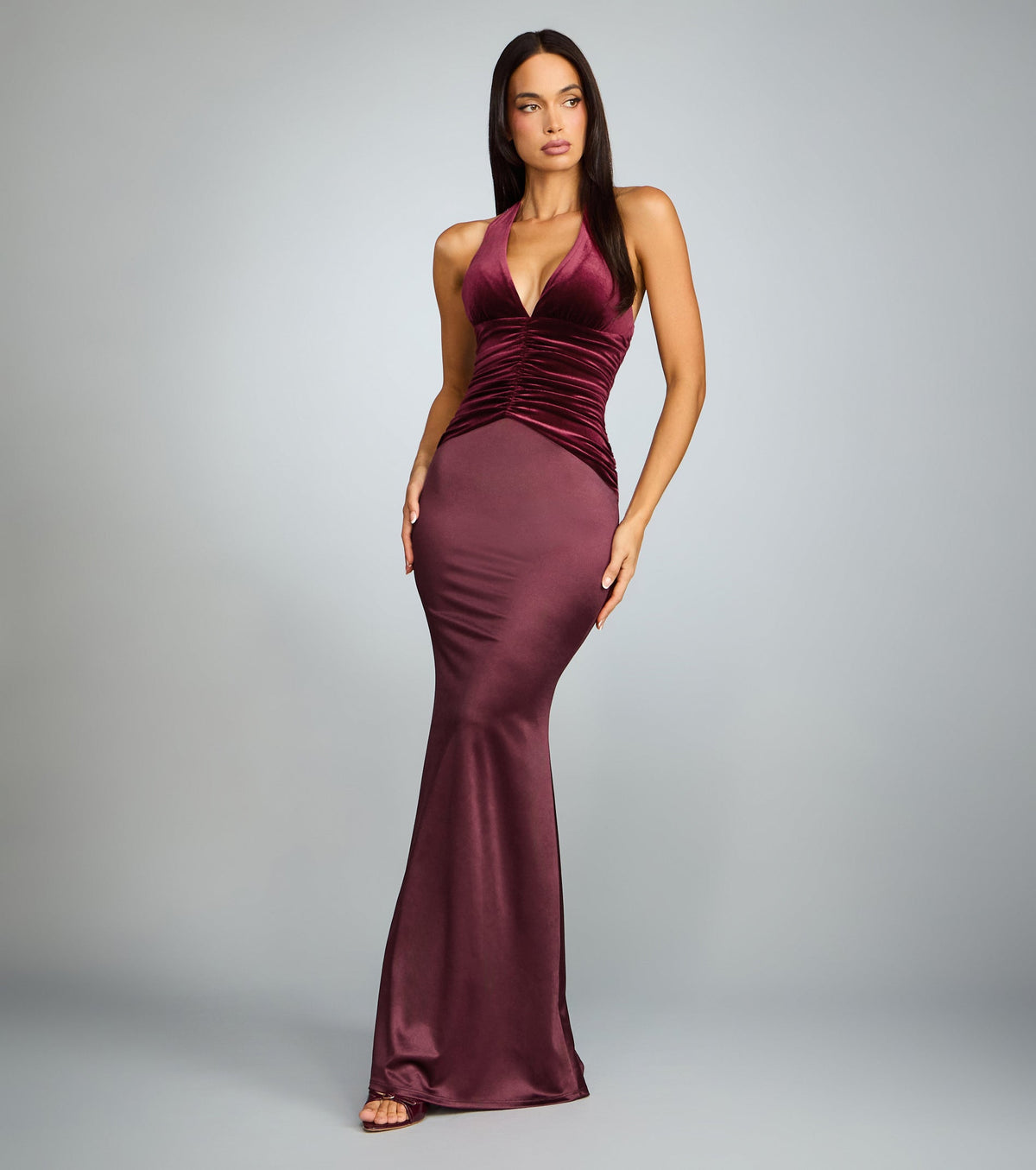 Zelie Velvet Halter Mermaid Formal Dress