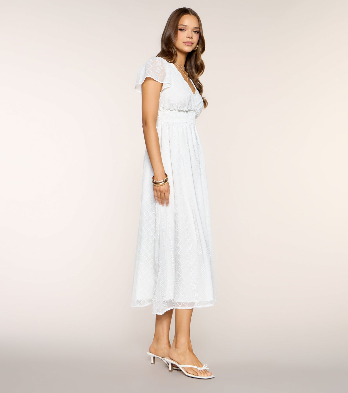 Garden Kisses Flutter Sleeve Midi Dress