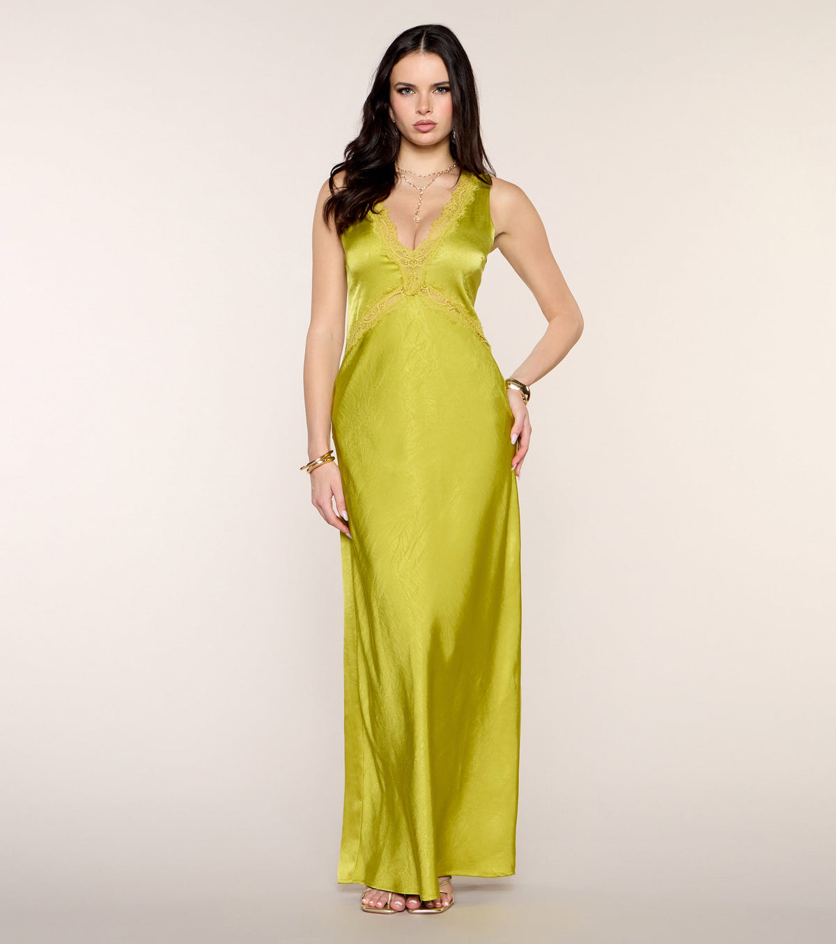 Best Guest Satin Lace Maxi Dress