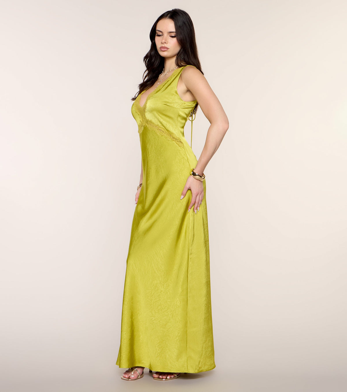 Best Guest Satin Lace Maxi Dress