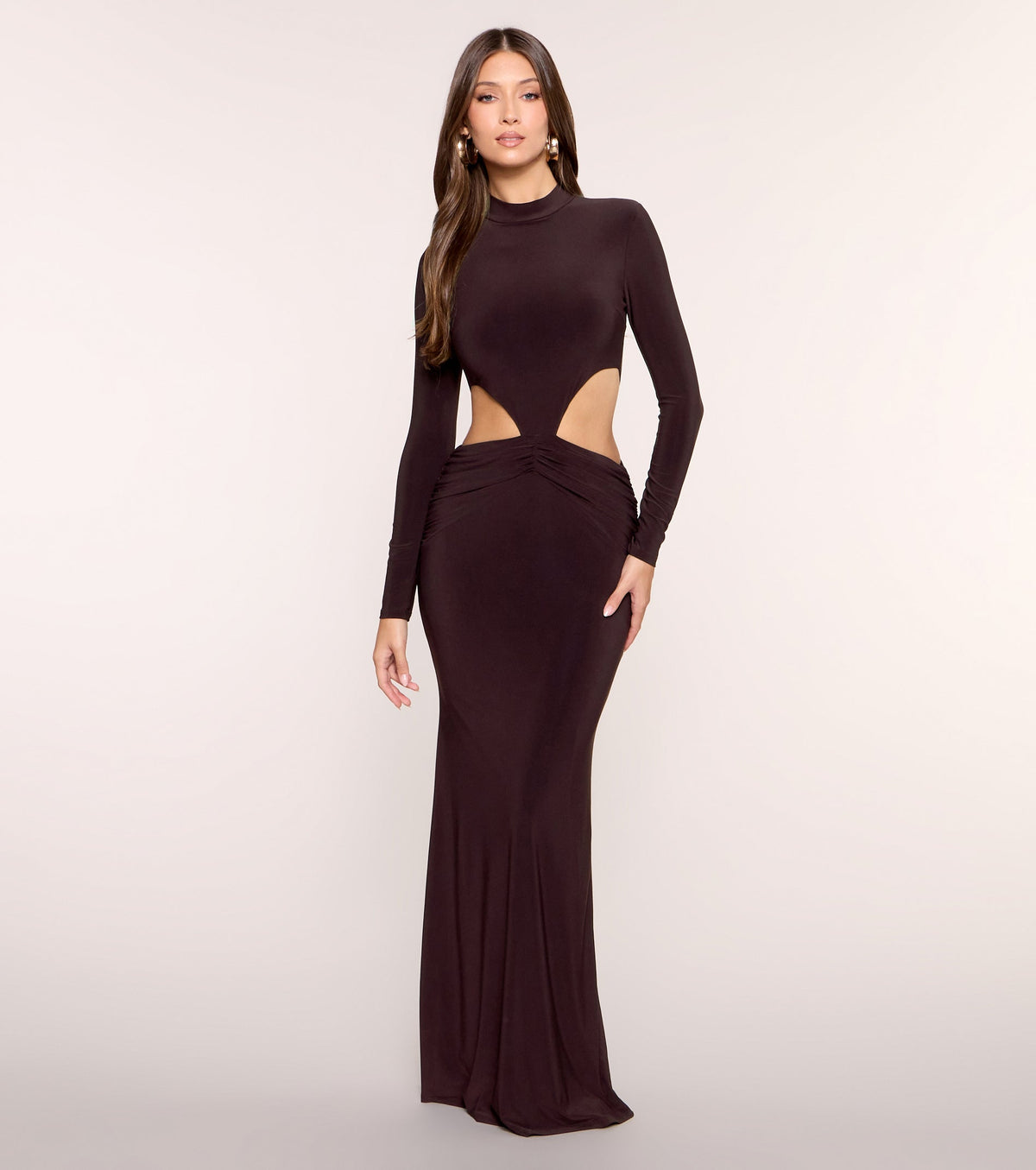 Daring By Design Mock Neck Cutout Long Dress