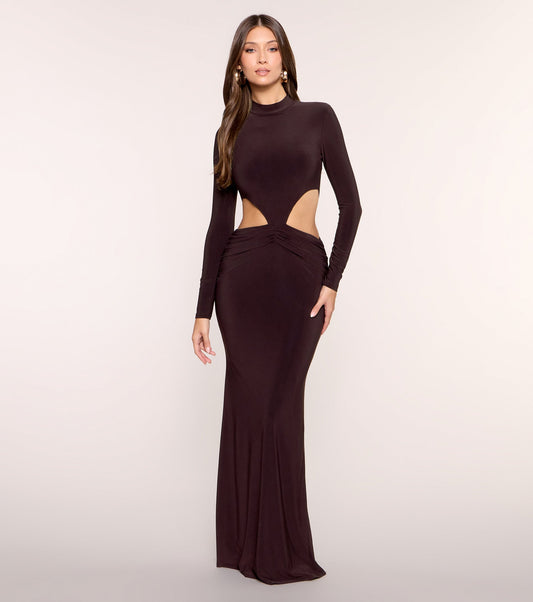 Daring By Design Mock Neck Cutout Long Dress