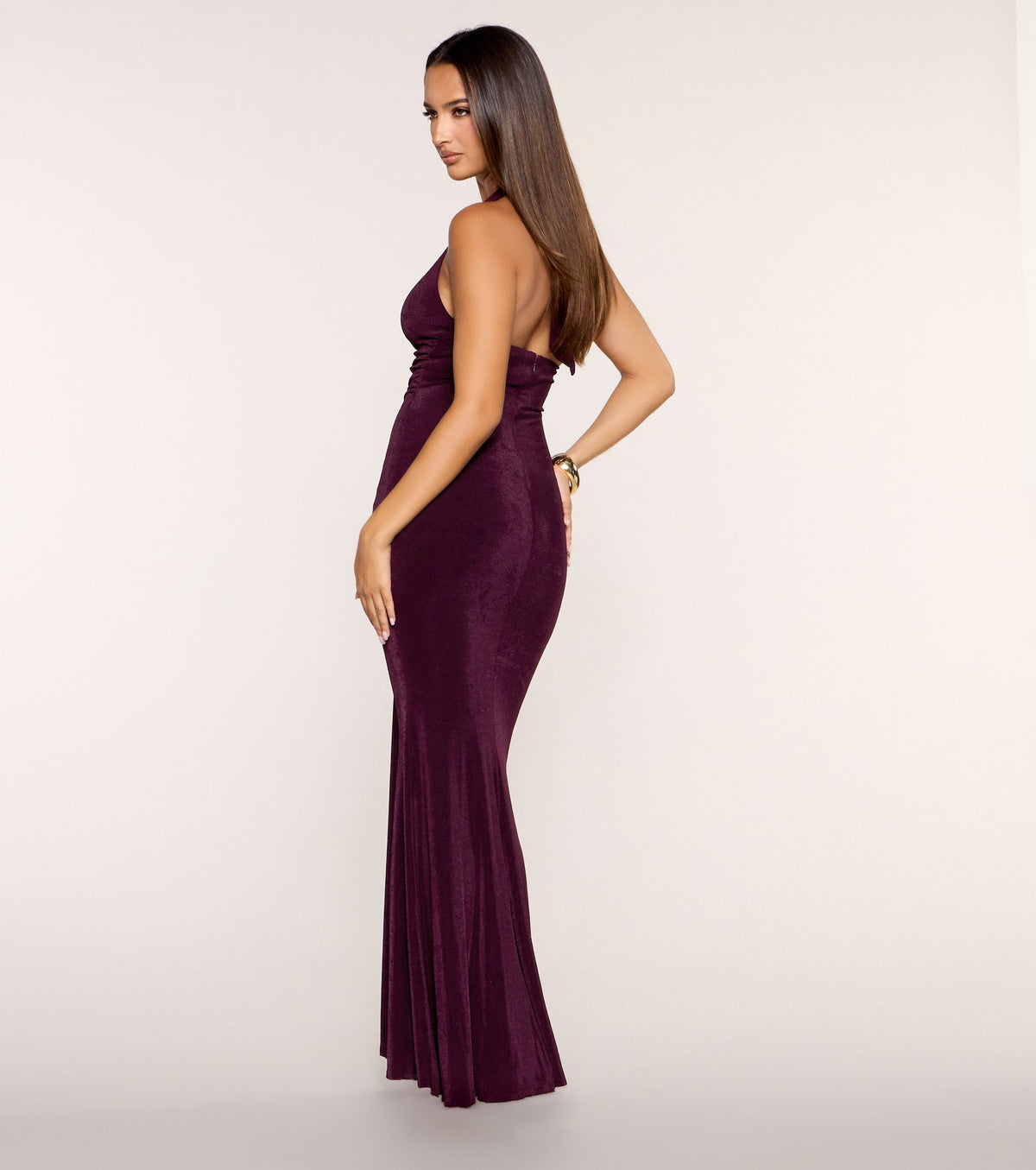Extra Attention Slinky Knit Cutout Maxi Dress