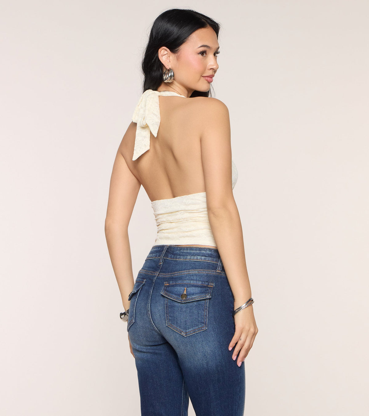 Too Cute To Text Lace Halter Top