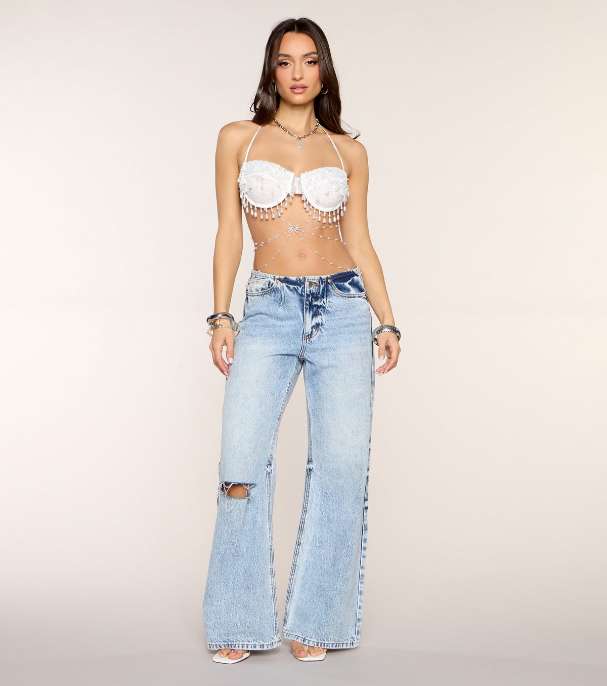 After Hours Aura Beaded Lace Bra Top