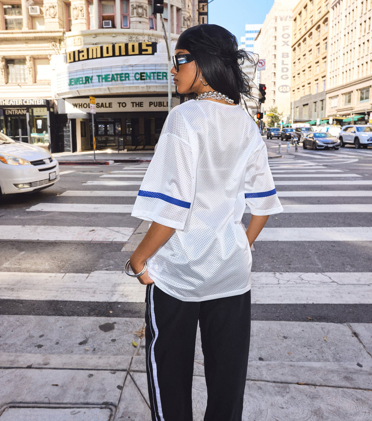Street Sport Lace Trim Jersey Top