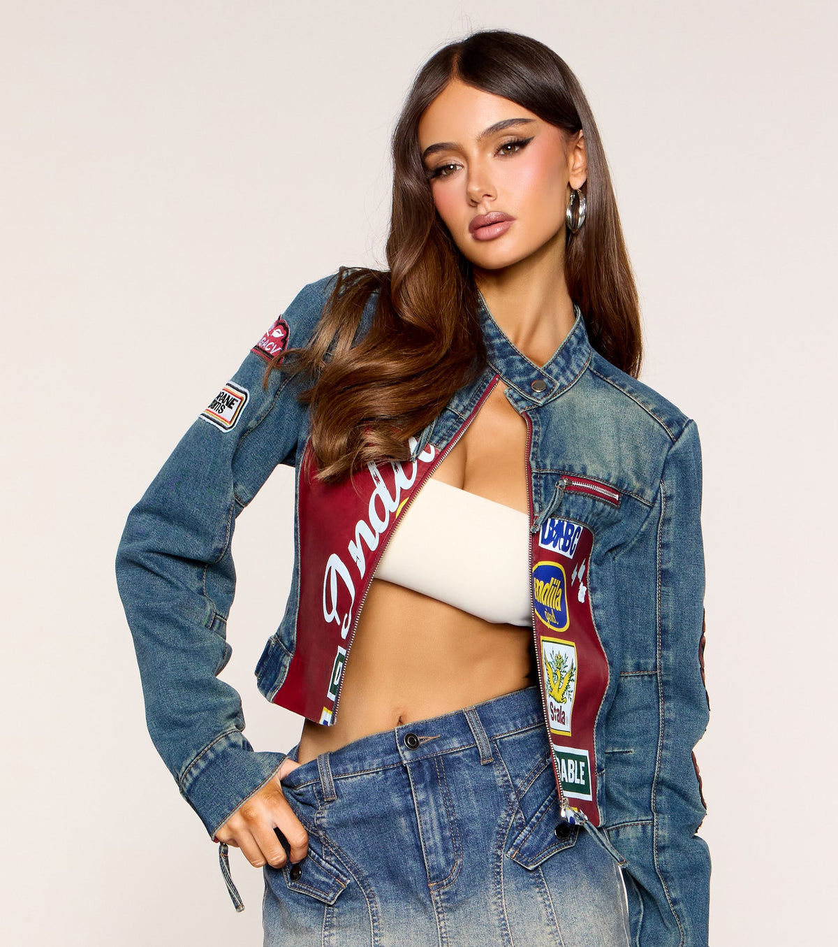 Rev It Up Graphic Denim Moto Jacket