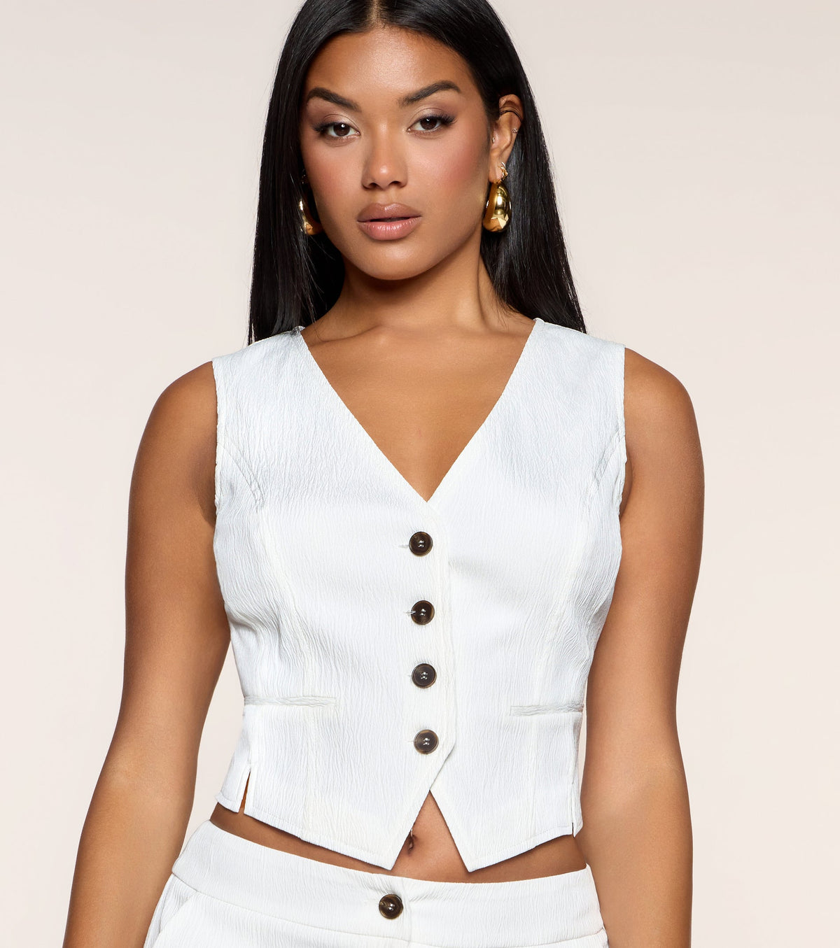 Chic Intentions Button-Down Woven Vest