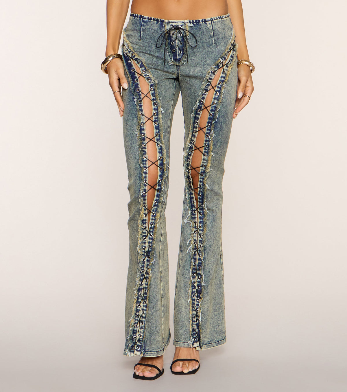 Stolen Spotlight Lace-Up Denim Jeans