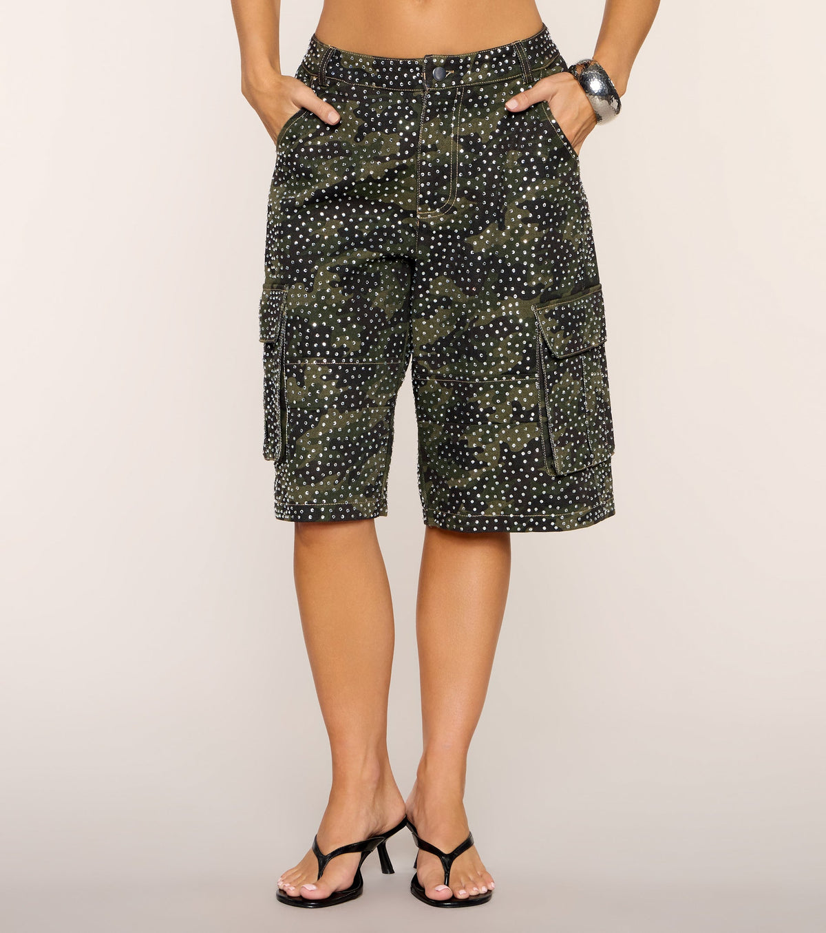 Camo Crush Rhinestone Denim Jorts