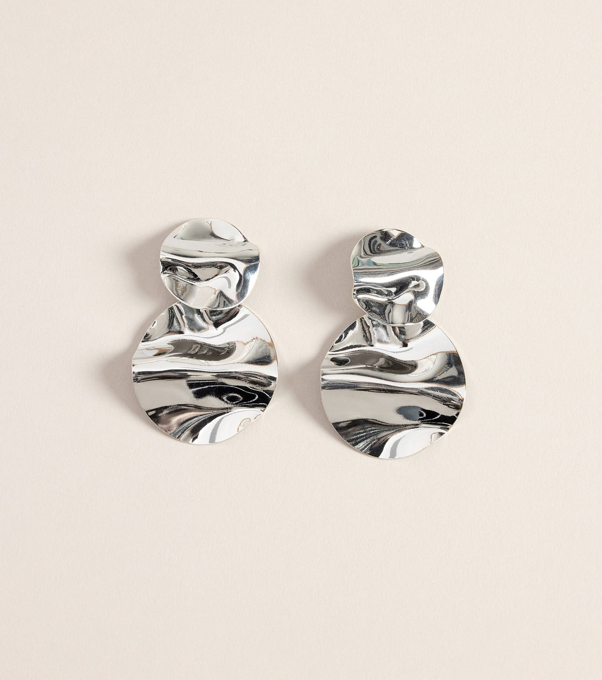 Mirror Check Circular Drop Earrings