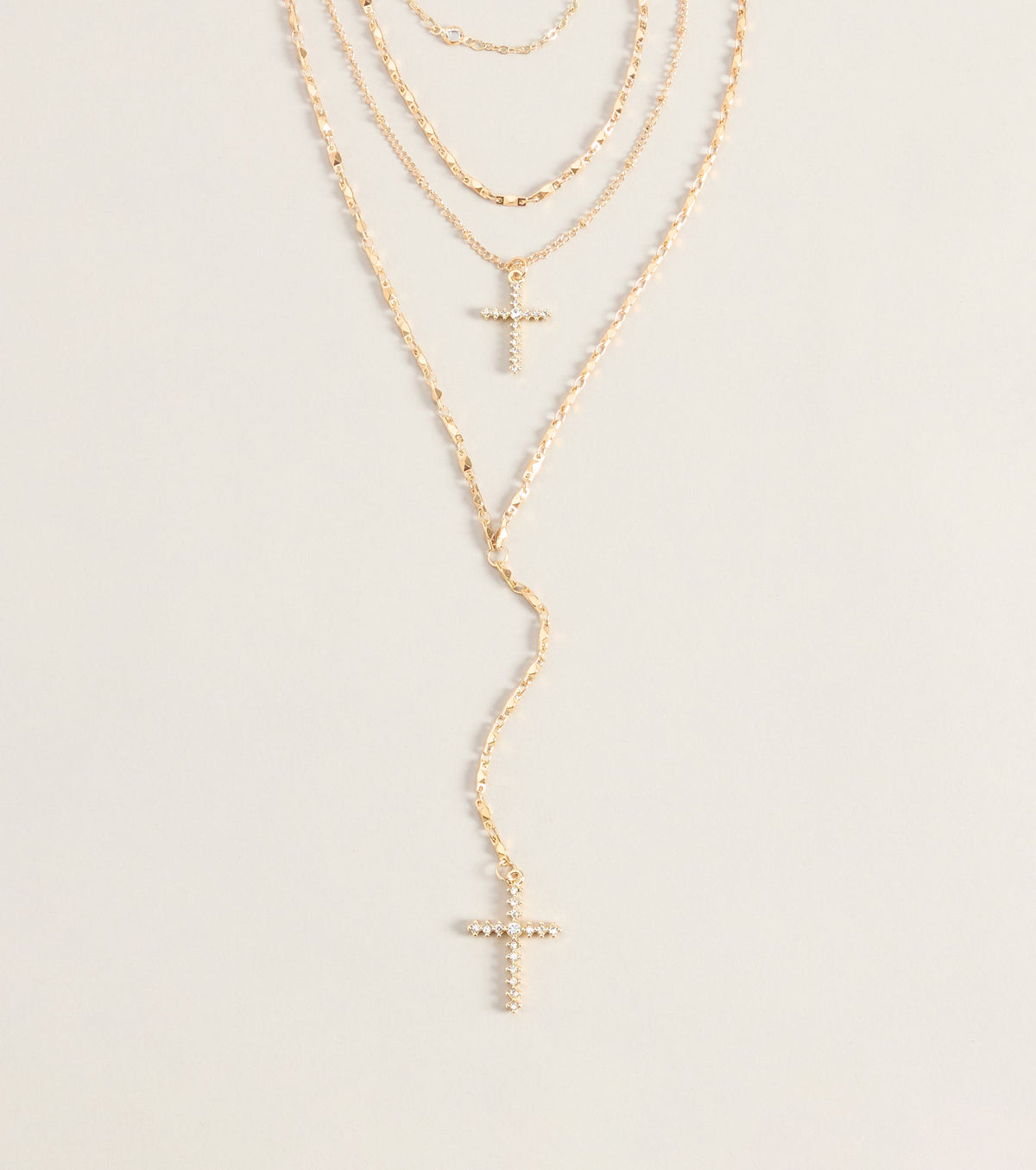 Chic And Styled Cross Charm Layered Necklace