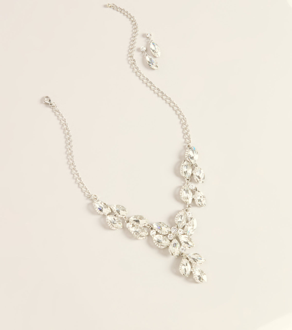 Perfect Match Rhinestone Necklace And Earrings Set