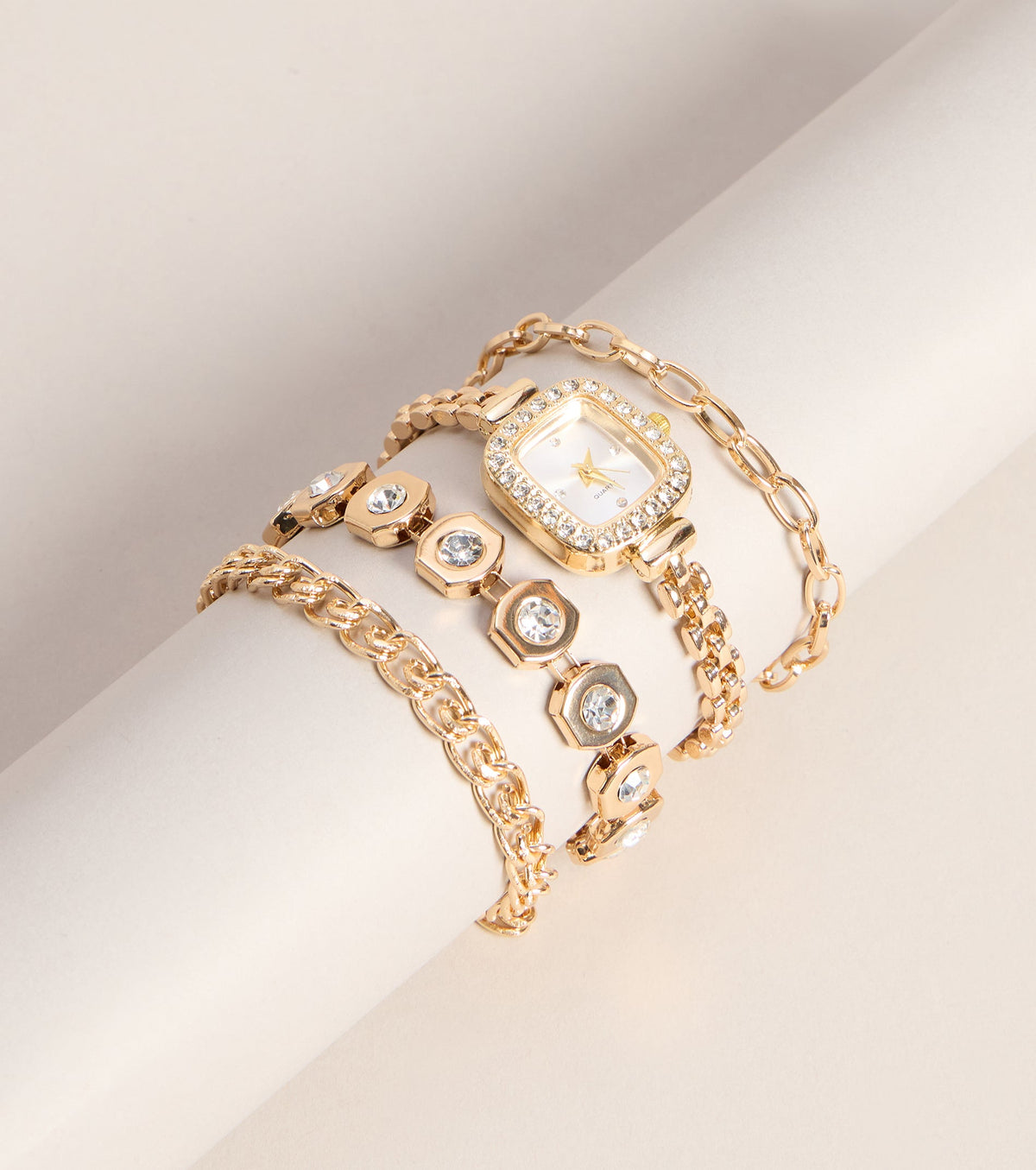Stacked Sparkle Watch Bracelet Set
