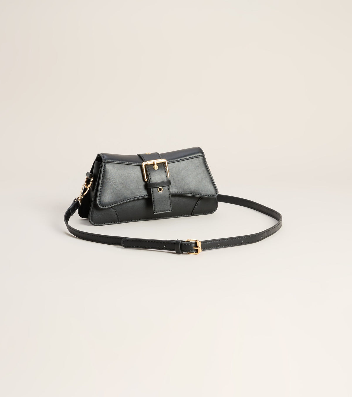 Sleek Finish Faux Leather Shoulder Bag
