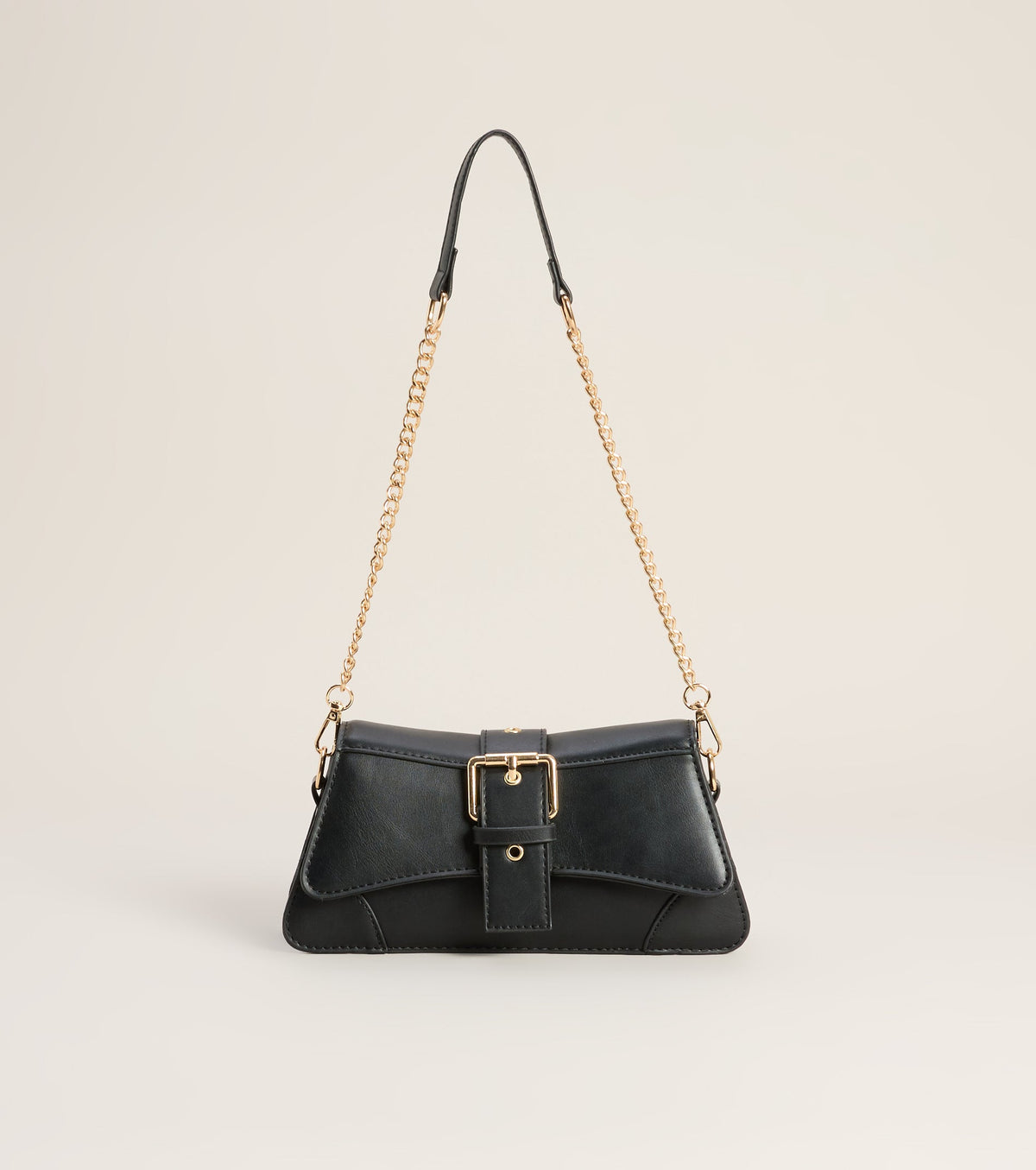 Sleek Finish Faux Leather Shoulder Bag