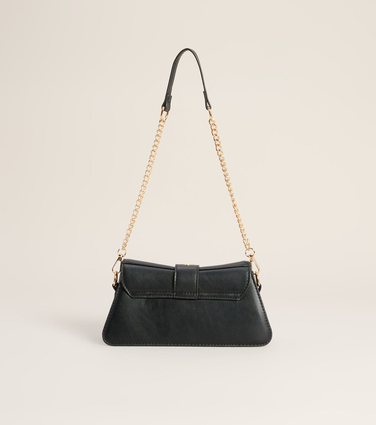 Sleek Finish Faux Leather Shoulder Bag