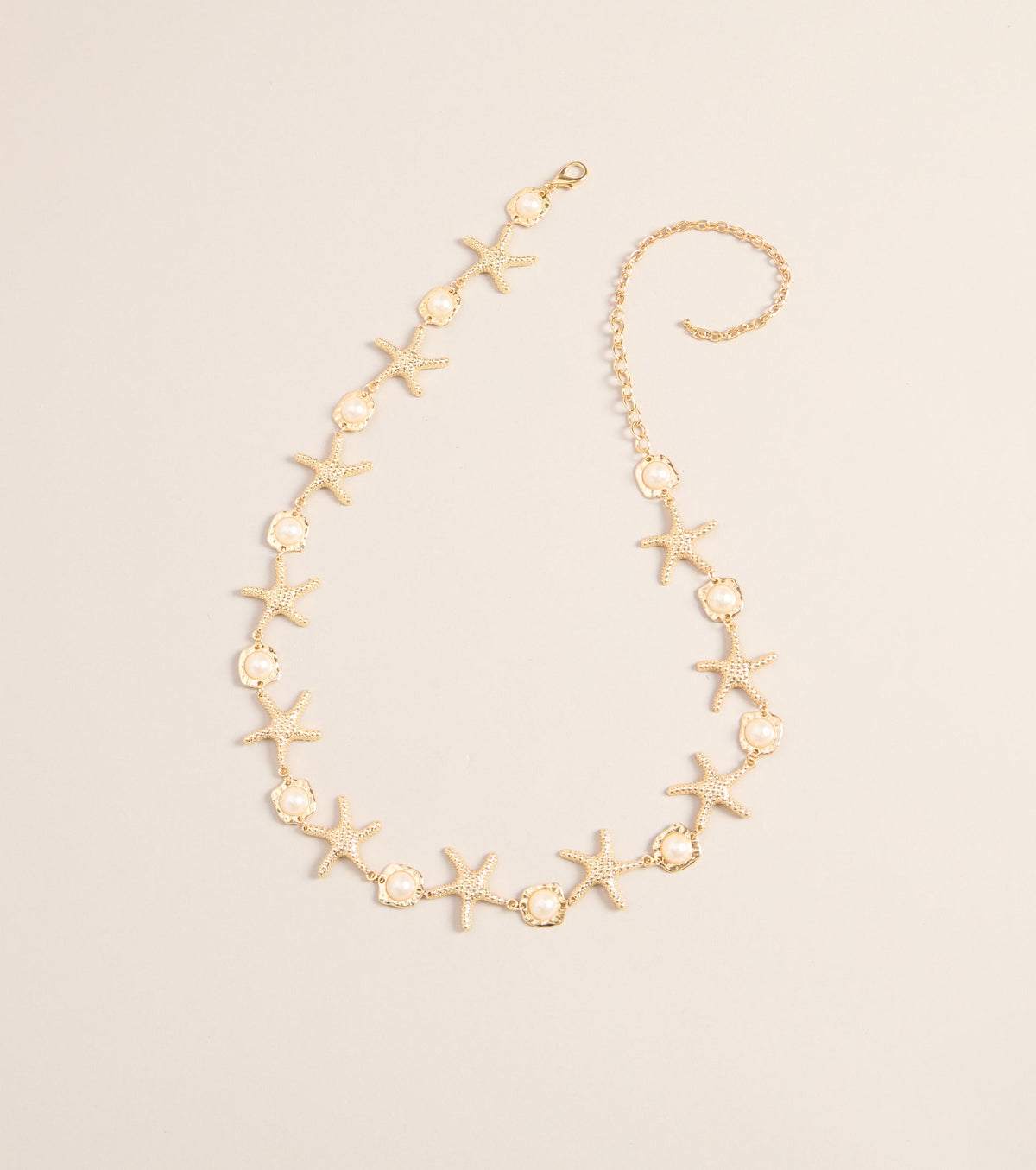 Vacay Look Pearl Starfish Chain Belt