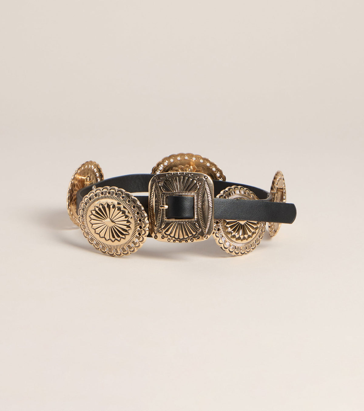 Vintage Western Charm Faux Leather Concho Belt
