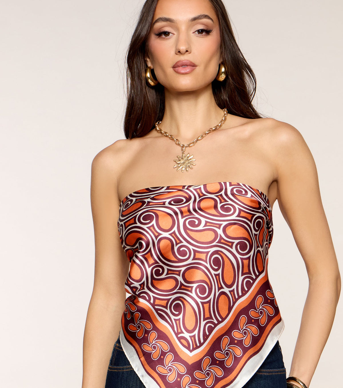 Styled Right Satin Print Scarf
