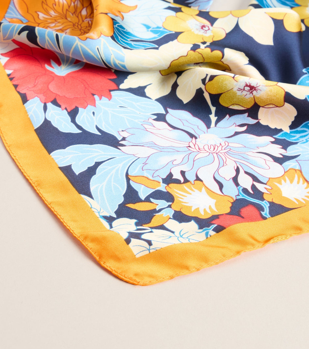 Postcard Ready Floral Print Satin Scarf