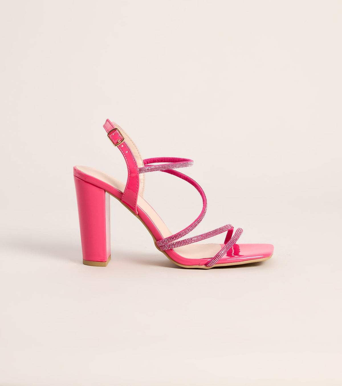 Glam Strut Rhinestone Strappy Block Heels