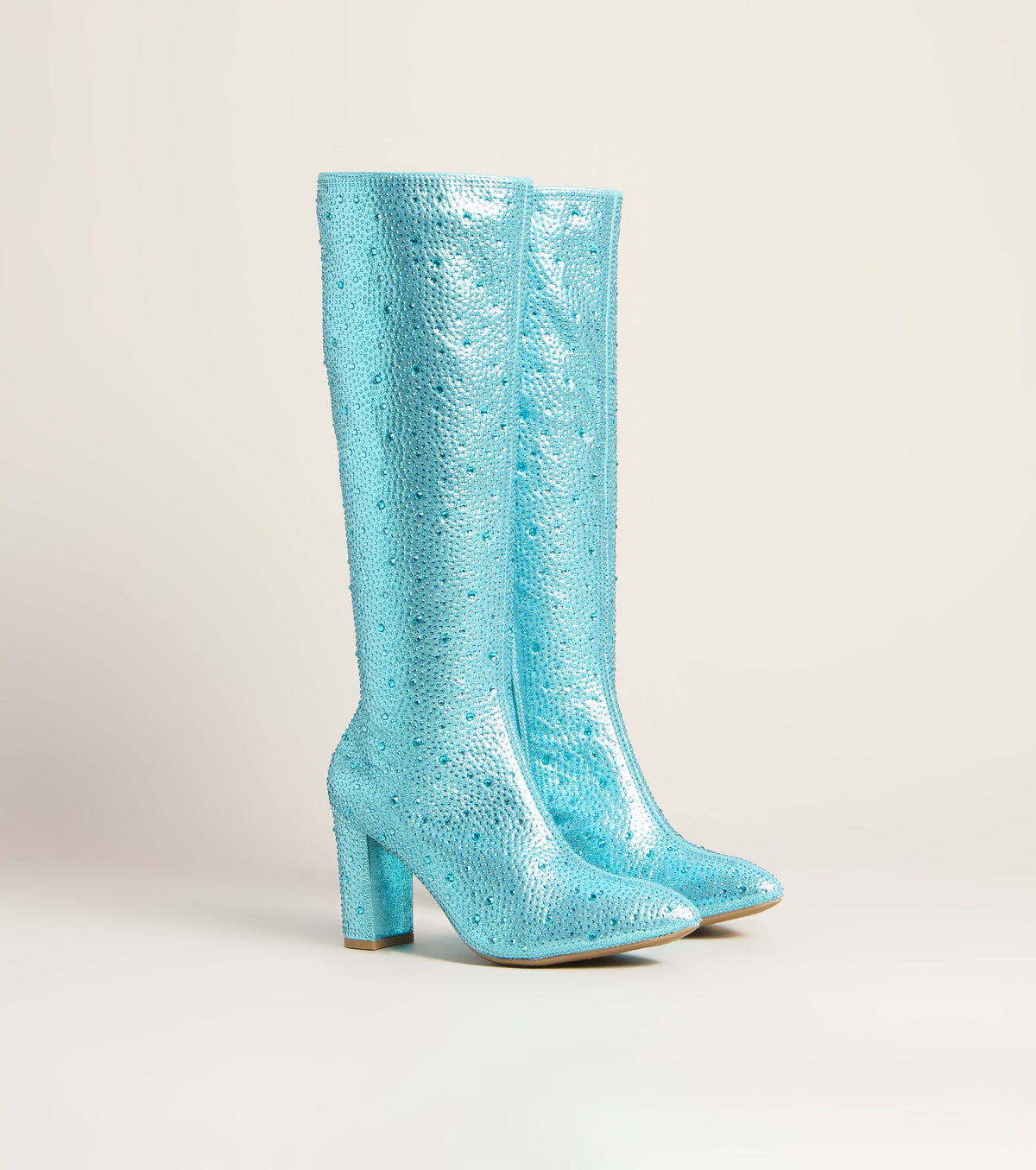 Star Sparkle Rhinestone Block Heel Boots