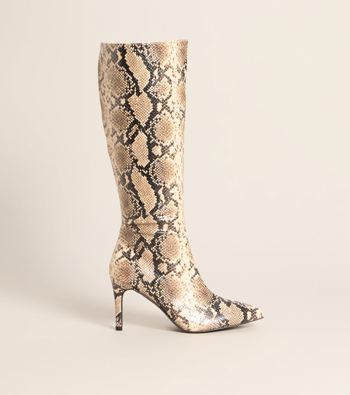 Wild Card Snake Print Knee High Boots