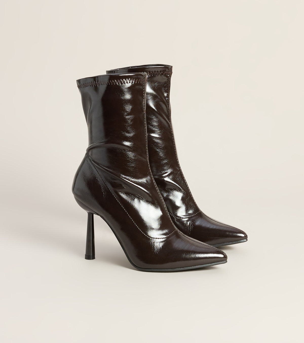 Sleek Stride Faux Leather Stiletto Booties