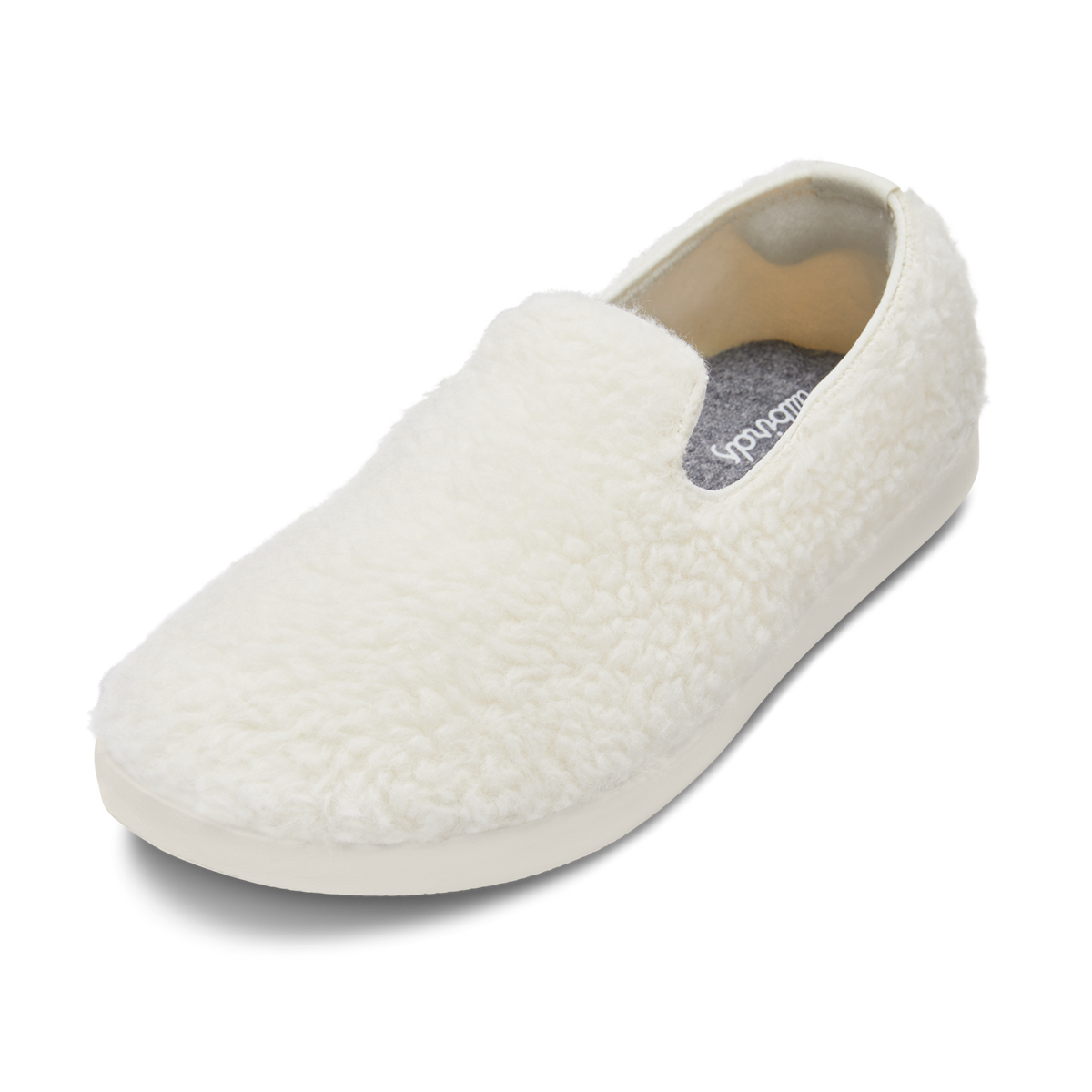 Big Kids Smallbirds Wool Loungers — Natural White Fluffs with Natural White Sole